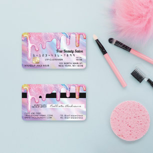 ユニコーンホログラフィック厚いグリッタードリップクレジット 名刺