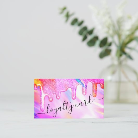 ユニコーンホログラフィック厚いグリッタードリップロイヤリティ ロイヤリティカード (スタンド正面)