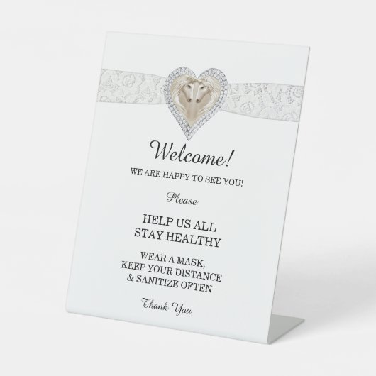 ユニコーンホワイトレース結婚の安全性 台座サイン (正面)