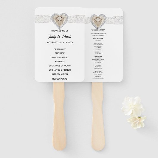 ユニコーンホワイトレース結婚式 プログラムファン ハンドファン (正面&裏面)