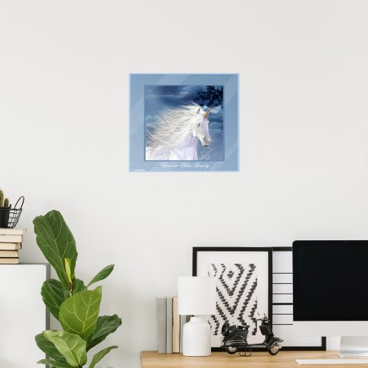 ユニコーンホワイト美しい ポスター (ホームオフィス)