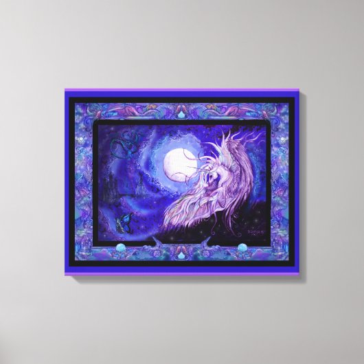 ユニコーンホースポニーエクスウマ科のクエストランパープル キャンバスプリント (正面)