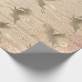 ユニコーンホース金ゴールドプリンセス赤面バラウッド ラッピングペーパー (角)