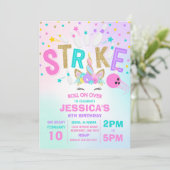 ユニコーンボウリング招待状 ボウリング 誕生日パーティー 招待状 (スタンド正面)