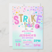 ユニコーンボーリング招待状ボーリング誕生会 招待状 (正面)