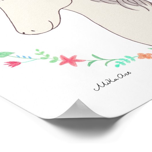 ユニコーンポスターユニコーンプリント子供用ルームデコール ポスター (角)