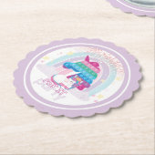 ユニコーンポップ・アートのイットガールバースデーパーティー ペーパーコースター (アングル)