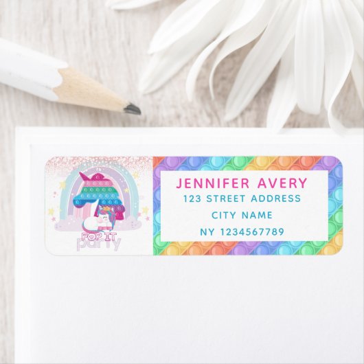 ユニコーンポップ・アートのIt誕生日差出人住所 ラベル (インサイチュ)