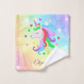 ユニコーンポニーレインボースターズパステルガーリーマジカル バスタオルセット (ウォッシュタオル)