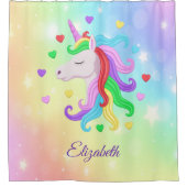 ユニコーンポニーレインボースターズパステルマジカガーリール シャワーカーテン (正面)