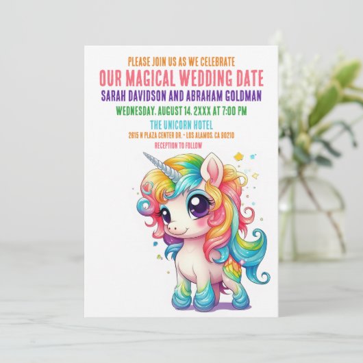 ユニコーンマジカルお洒落ガーリー結婚式招待状 招待状 (スタンド正面)