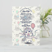 ユニコーンマジカルお祝い誕生日パーティー サンキューカード (スタンド正面)