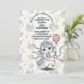 ユニコーンマジカルお祝い誕生日パーティー 招待状 (スタンド正面)