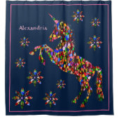 ユニコーンマジカルグリッターシャイニーブルー シャワーカーテン (正面)