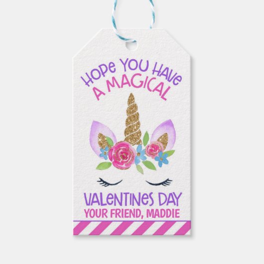 ユニコーンマジカルバレンタインメッセージカード ギフトタグ (正面)