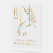 ユニコーンマジカルバースデーパーティーへようこそ アクリルサイン (傾斜)