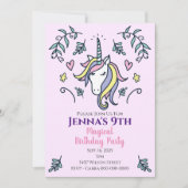 ユニコーンマジカルバースデーパーティー 招待状 (正面)