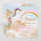 ユニコーンマジカルユニコーンバースデーパーティ招待状 招待状 (正面/裏面)