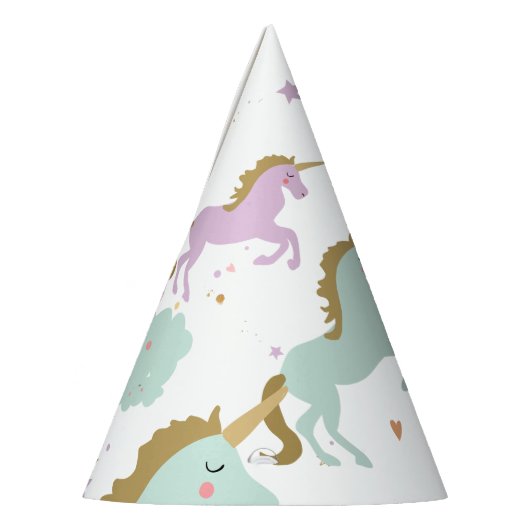 ユニコーンマジカルレインボーお祝いガール誕生日 パーティーハット (左)