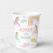 ユニコーンマジカルレインボーお祝いガール誕生日 紙コップ (正面)