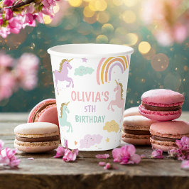 ユニコーンマジカルレインボーお祝いガール誕生日 紙コップ