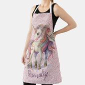ユニコーンマジカルレインボーカラーズピンクグリッター エプロン (インサイチュ)