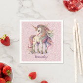 ユニコーンマジカルレインボーカラーズピンクグリッター スタンダードカクテルナプキン (インサイチュ)