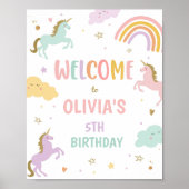 ユニコーンマジカルレインボーガール誕生日へようこそ ポスター (正面)