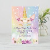 ユニコーンマジカルレインボーフェイク金ゴールド1st誕生日 招待状 (スタンド正面)