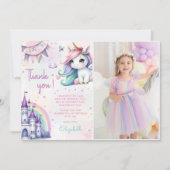 ユニコーンマジカルレインボー誕生日写真 サンキューカード (正面)