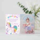 ユニコーンマジカル誕生日写真サンキューカード サンキューカード (スタンド正面)