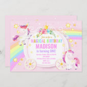 ユニコーンマジカル誕生日招待状お洒落/ 招待状 (正面/裏面)