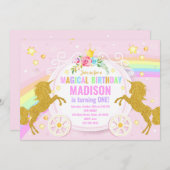 ユニコーンマジカル誕生日招待状/ 招待状 (正面/裏面)