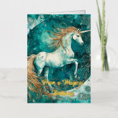 ユニコーンマジカル誕生日 箔グリーティングカード (正面)