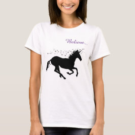 ユニコーンマジック ビリーブ ブラック レディースTシャツ Tシャツ