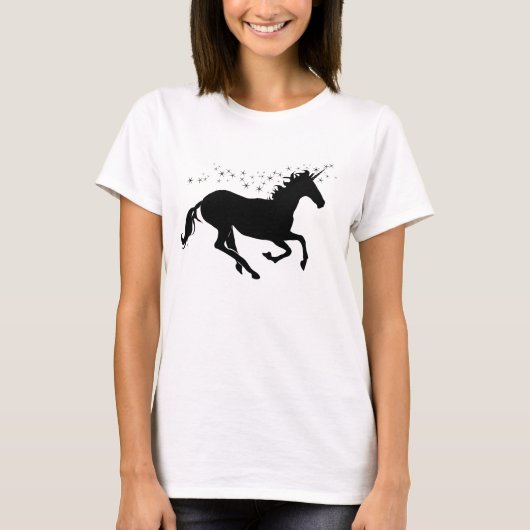 ユニコーンマジック ブラック 女性用Tシャツ Tシャツ (正面)