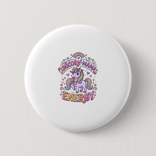 ユニコーンママ エナジー カラフル ザズル デザイン1 缶バッジ (正面)