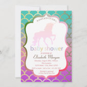 ユニコーンマーメイドの鱗のベビーシャワー招待状 招待状 (正面)