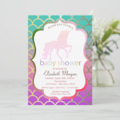 ユニコーンマーメイドの鱗のベビーシャワー招待状 招待状 (スタンド正面)