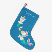 ユニコーンマーメイド可愛いオリジナル スモールクリスマスストッキング (正面 (吊り時))