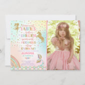 ユニコーンマーメイド&フェアリー誕生日招待状 招待状 (正面)