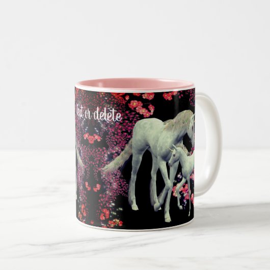 ユニコーンマーレアンドフォールパーソナライズされたファンタジー ツートーンマグカップ (正面右)