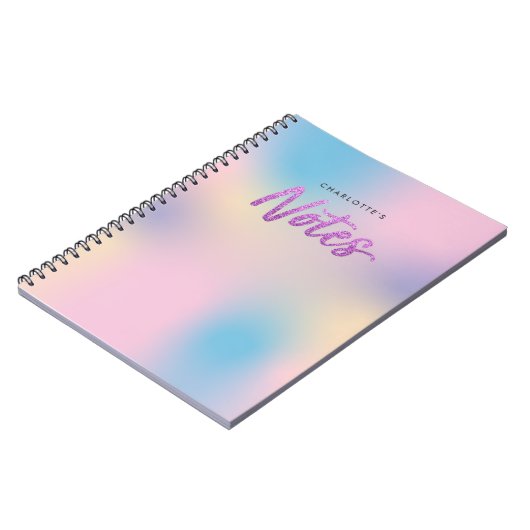 ユニコーンミックスパターン紫フェイク色グリッター注 ノートブック (左側)