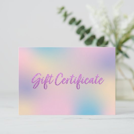 ユニコーンミックスパープルフェイクグリッターギフト証明書 (スタンド正面)