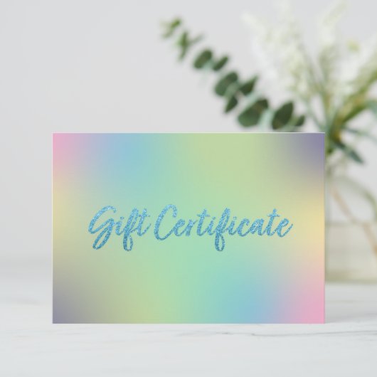 ユニコーンミックスブルーフェイクグリッターギフト証明書 (スタンド正面)