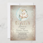 ユニコーンムーン金ゴールドグリッター紙吹雪ベビーシャワー 招待状 (正面)