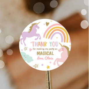 ユニコーンメッセージカードパステルマジカルレインボー誕生日 ラウンドシール
