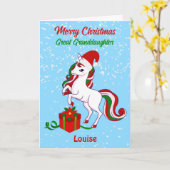 ユニコーンメリークリスマス素晴らし孫娘カード カード (黄色い花)