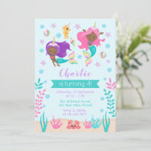 ユニコーンメルメイド誕生日ダークスキントーン 招待状 (スタンド正面)