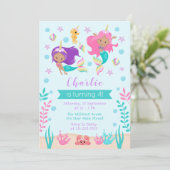 ユニコーンメルメイド誕生日ミディアムスキントーン 招待状 (スタンド正面)